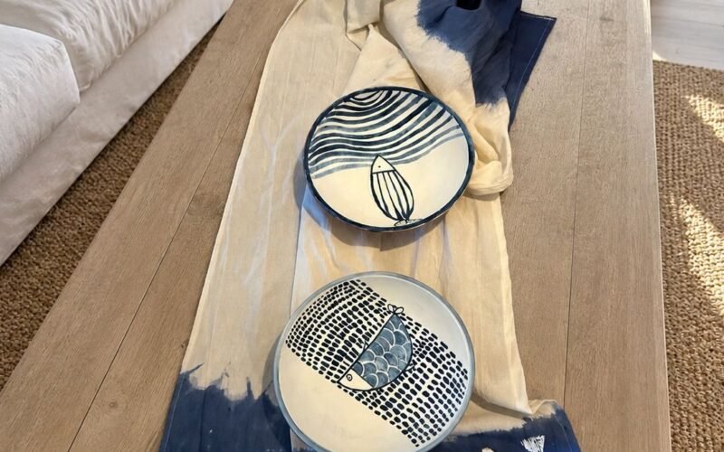 Cuenco azul portugues + Camino en shibori japones azul